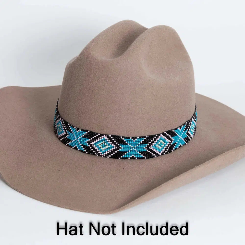 Sadie blue and black beaded hat band by American Hat Makers