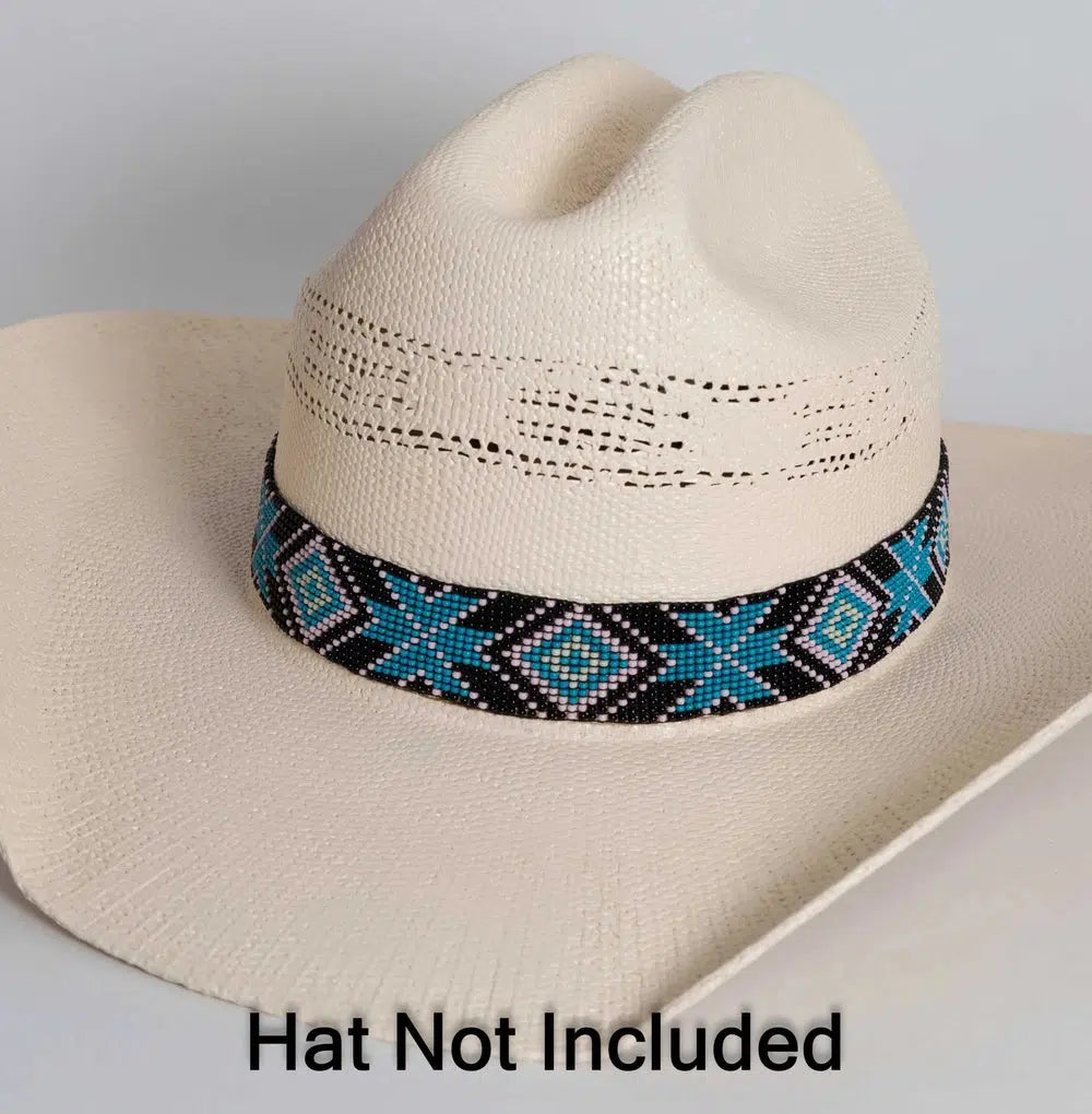 Sadie ble and black beaded hat band by American Hat Makers