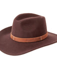 An angle view of a Scout Brown Felt Hat 