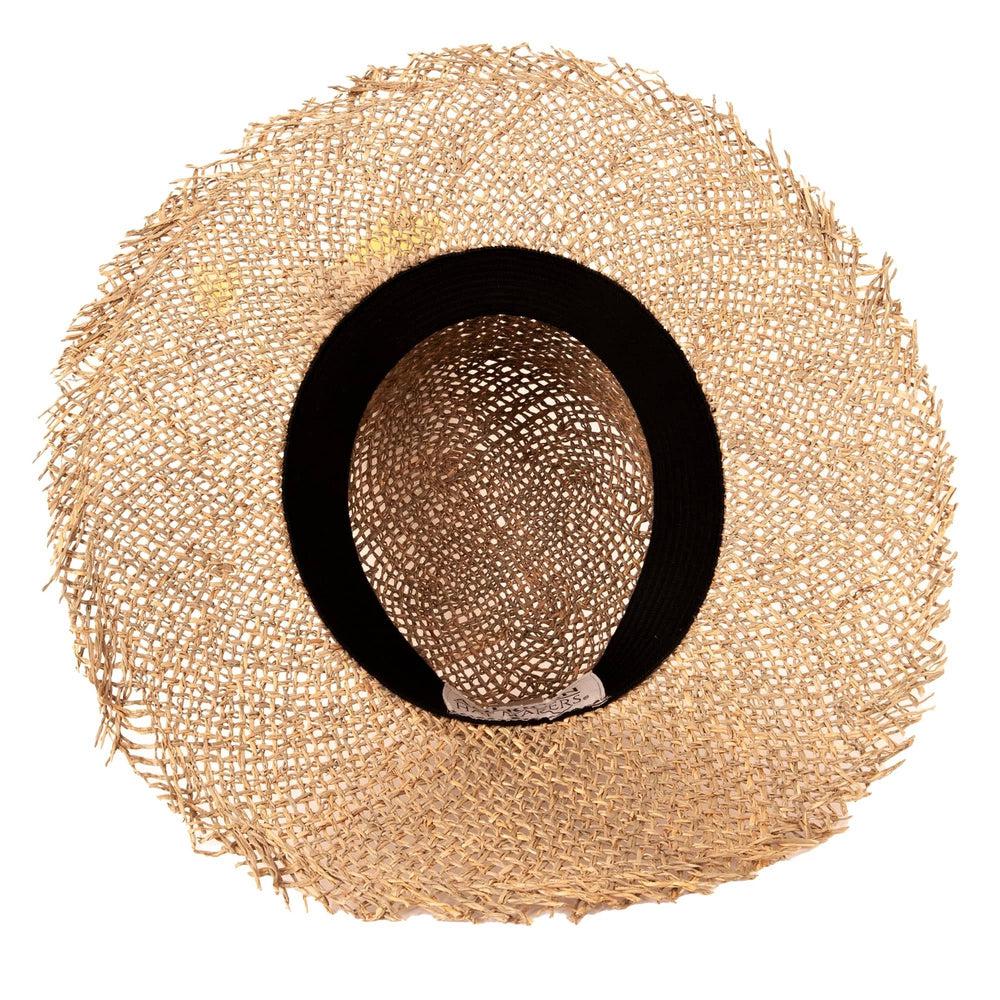 a bottom view of a Seabrook Natural Straw Hat 