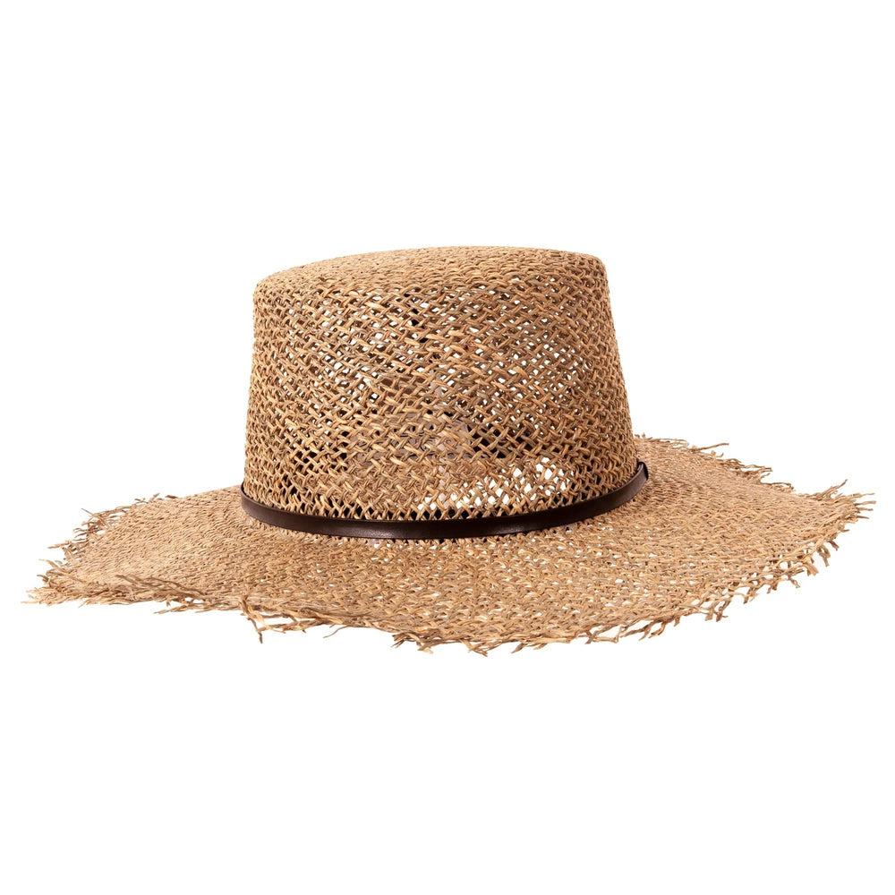 A front view of a Seabrook Natural Straw Hat