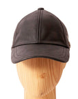 A front view of a Sidecar Black Leather Cap for Women 