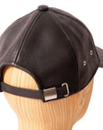 A back view of a Sidecar Black Leather Cap for Women