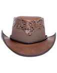 Sierra Brown Leather Mesh Cowboy Hat Crown  by American Hat Makers