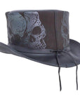 Silver Skull Black Top Hat by American Hat Makers