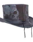 Silver Skull Black Top Hat by American Hat Makers