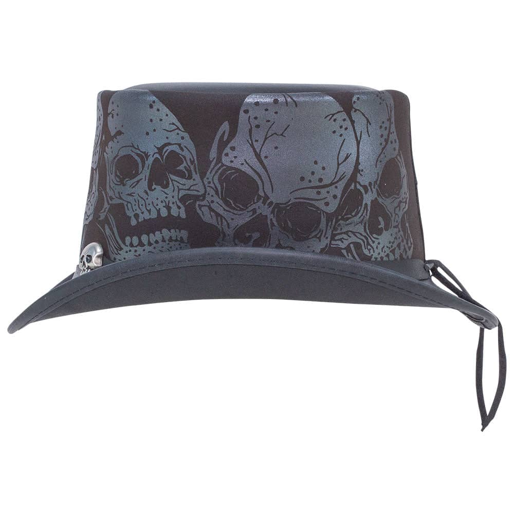 Silver Skull Black Top Hat by American Hat Makers