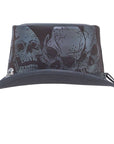 Silver Skull Black Top Hat by American Hat Makers