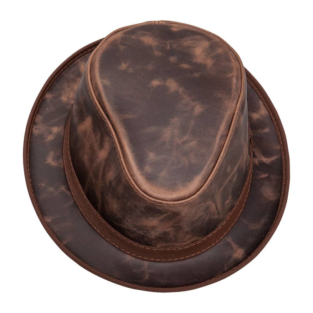 Soho Chocolate Cowhide Leather Fedora by American Hat Makers