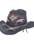 A Black Finished Storm Cowboy Hat with a Double Rattle Band 