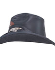 Storm Black Leather Cowboy Hat with Rattlesnake Skin Band by American Hat Makers