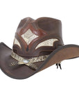 Storm Brown Leather Cowboy Hat with Rattlesnake Skin Band by American Hat Makers