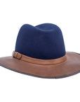 Summit Navy Leather Felt Fedora Hat by American Hat Makers