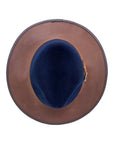 Summit Navy Leather Felt Fedora Hat by American Hat Makers