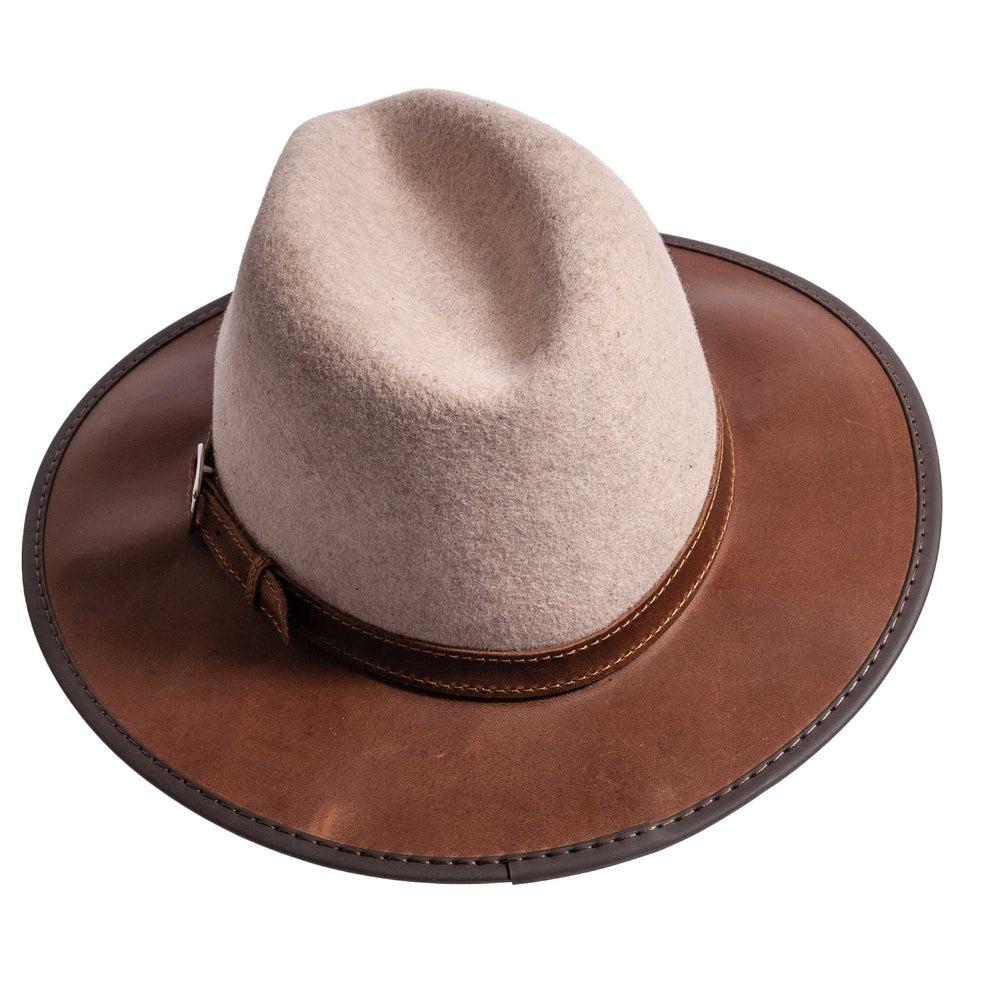 Summit Oatmeal Fedora Leather Hat Back View