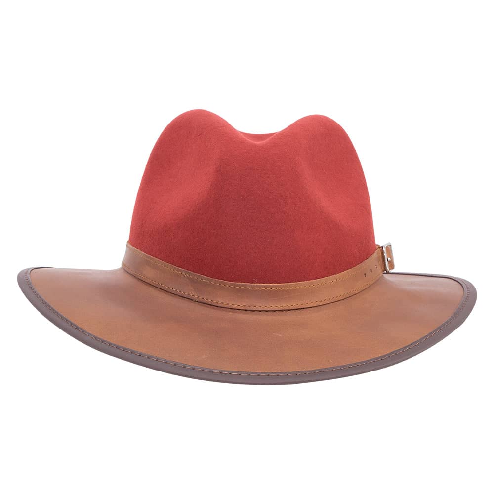 Summit Sangria Leather Felt Fedora Hat by American Hat Makers - Hover