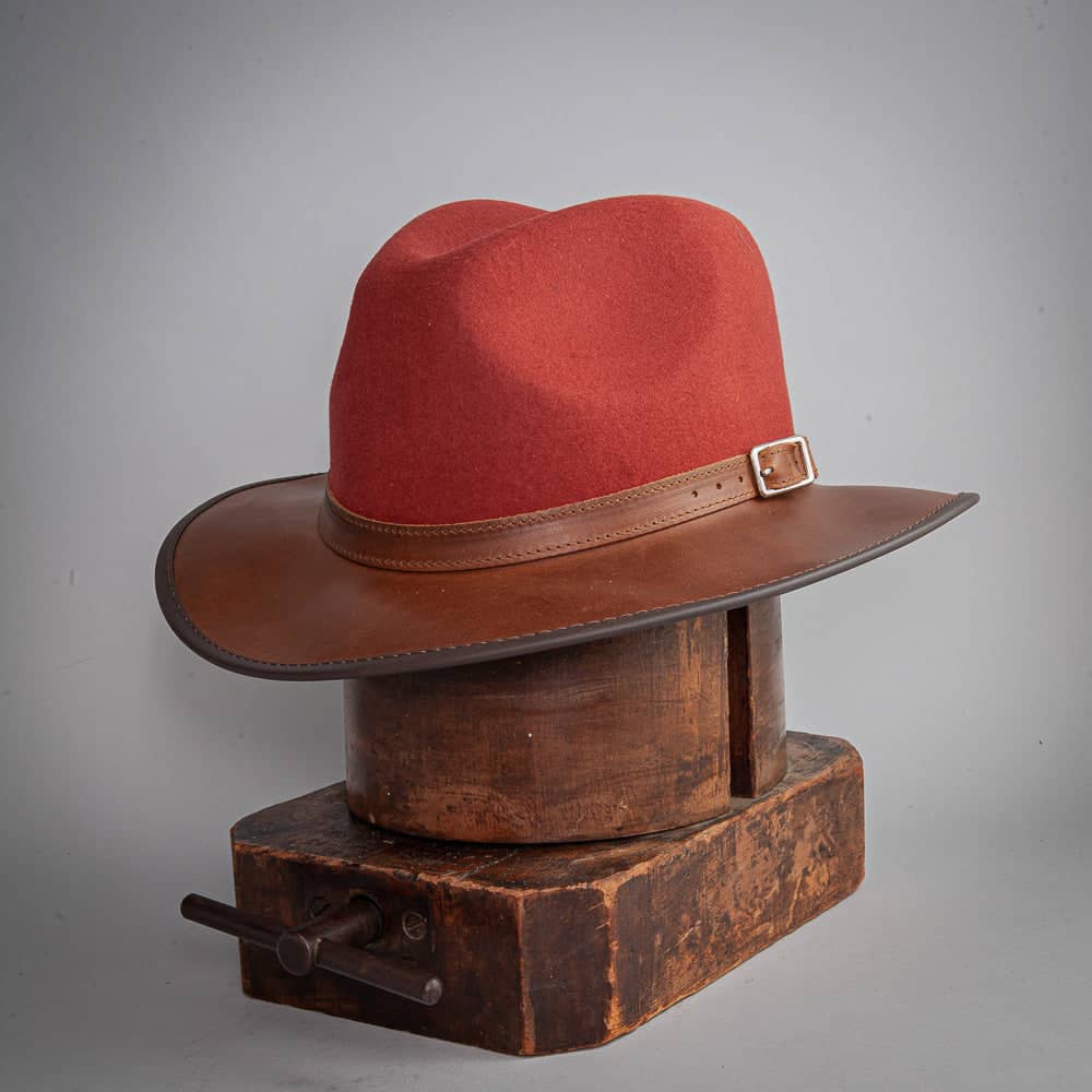 Summit Sangria Felt Leather Fedora Hat by American Hat Makers