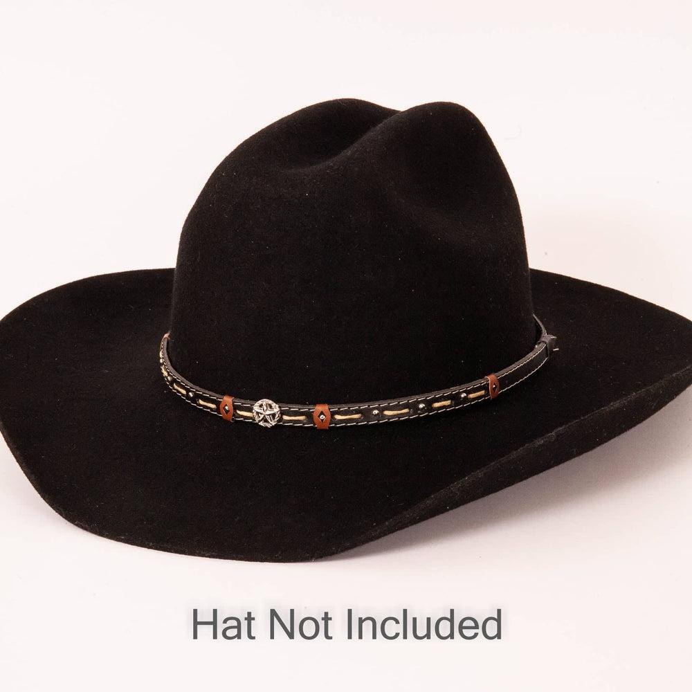 Teton Black Hat Band on a black felt hat