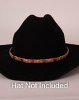 Texas Longhorn Tan Cowboy Hat Band on a black hat
