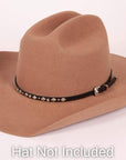 Tiffany black hat band on brown cowboy hat