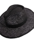 An angled top view of Titus black straw sun hat 