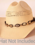 Toronto Brown Hat Band on a cream hat