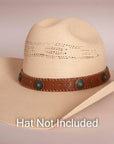 Rhodel Turquoise Cowboy Hat Band on a white hat