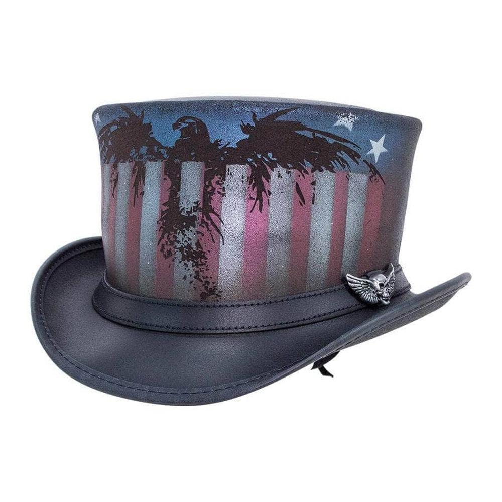 USA | Mens Leather Top Hat American Flag by American Hat Makers