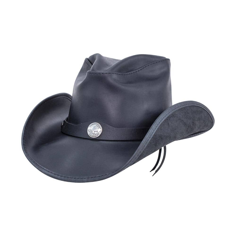 Western Black Leather Cowboy Hat with 3&quot; Brim and 4&quot; Crown  by American Hat Makers