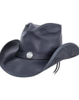 Western Black Leather Cowboy Hat with 3" Brim and 4" Crown  by American Hat Makers
