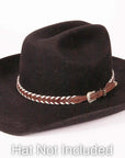 Whippersnapper brown leather cowboy hat band on black felt cowboy hat