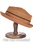Natural Wooden Table Top Hat Stand with a hat on angle view