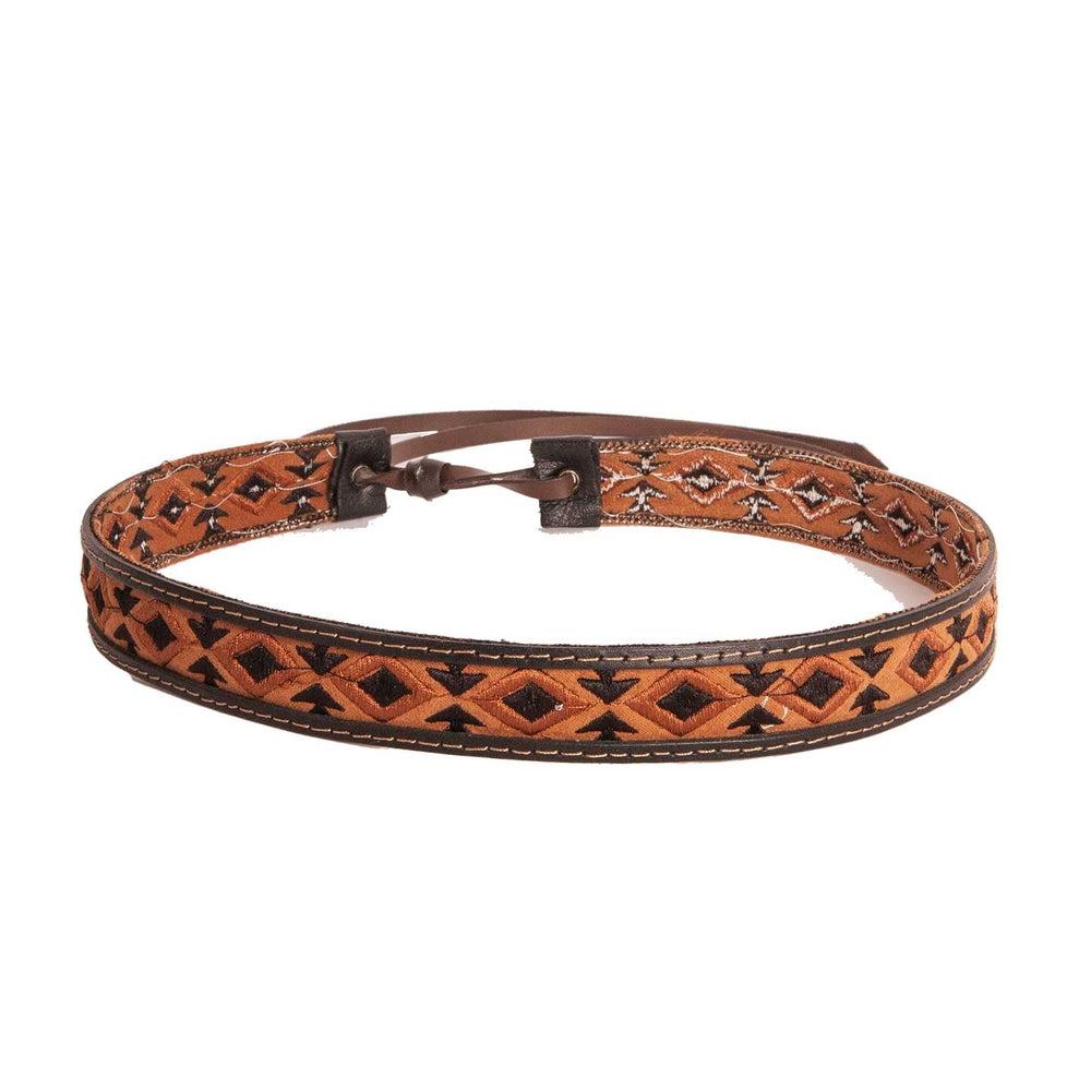 A front view of a Woody Brown Cowboy Hat Band