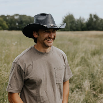 Badlands | Mens Black Buffalo Leather Cowboy Hat