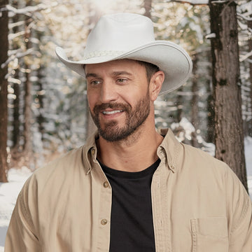 Blizzard | Mens White Leather Cowboy Hat