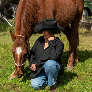 Bozeman | Womens Black Straw Cowgirl Hat