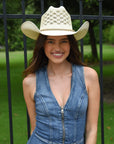 Cal | Womens Vented Crown Woven Bangora Straw Cowgirl Hat