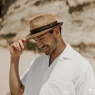 Carmel | Mens Tea Straw Fedora Hat