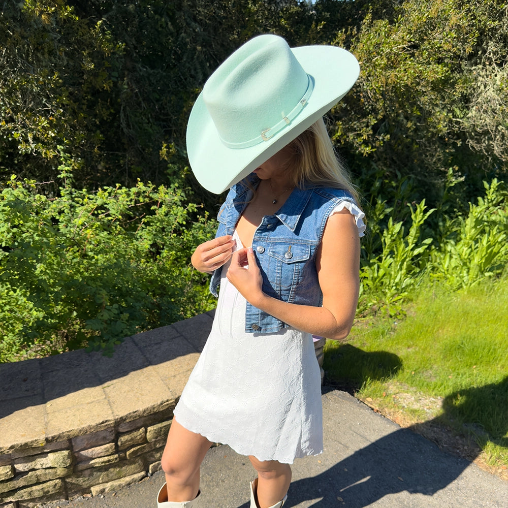 Cattleman | Womens Pastel Green Felt Cowgirl Hat