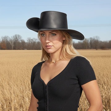 Cavalier | Womens Black Leather Swashbuckler Pirate Hat