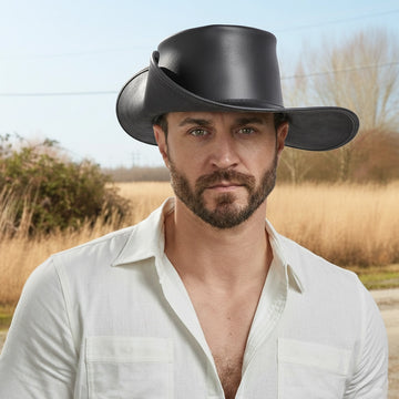 Cavalier | Mens Black Leather Swashbuckler Pirate Hat