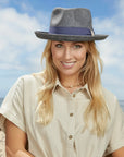 Coronado | Womens Navy Straw Fedora Hat