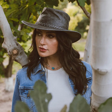 Crusher | Womens Bomber Gray Leather Crushable Outback Hat