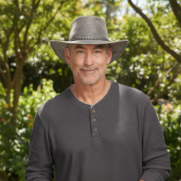 Crusher | Mens Bomber Gray Crushable Leather Outback Hat