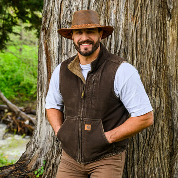 Crusher | Mens Copper Crushable Leather Outback Hat