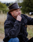 El Dorado Buffalo Nickel | Mens Brown Leather Top Hat with Buffalo Nickel Hat Band
