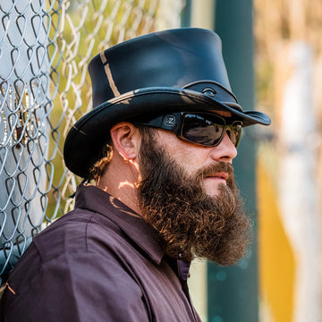El Dorado Eye | Mens Black Leather Top Hat with Eye Hat Band
