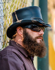 El Dorado Eye | Mens Black Leather Top Hat with Eye Hat Band
