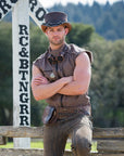 El Dorado SR2 | Mens Brown Leather Top Hat with SR2 Hat Band