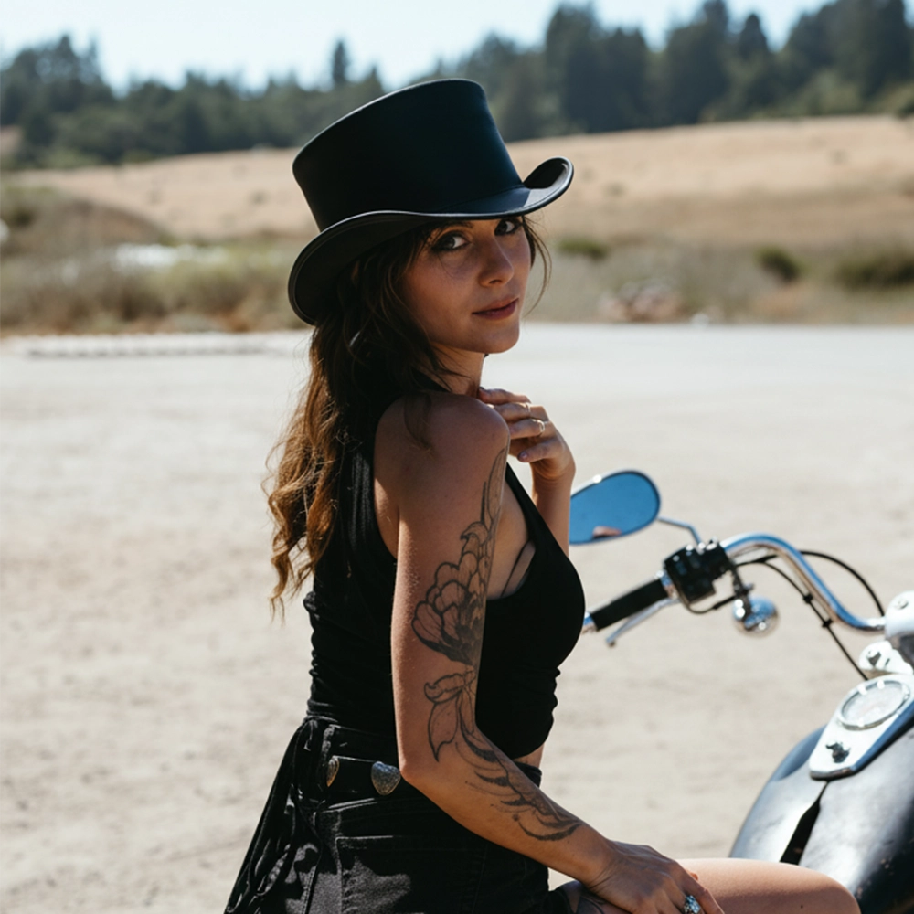 El Dorado | Womens Black Leather Top Hat